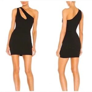 Superdown Nava Asymmetrical One Shoulder Mini Dress Black NWT